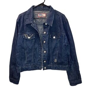 Old Navy Womens Denim Jacket Size‎ L Dark Wash Studded Vintage Y2K Indie Edgy